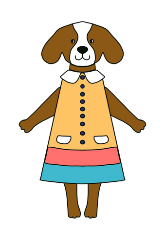 Bridget - Cute dog in a dress applique sewing template digital download
