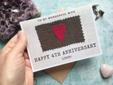 4th anniversary card for husband or wife, linen anniversary card for 4 years married