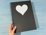 Heart aperture black cover scrapbook with white pages (sale55)