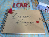 One year of loving you scrapbook album, first year anniversary gifts for boyfriend, 1 year paper wedding anniversary present for husband