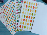 Watercolour practice sheets - repetitive shapes bundle - leaves circles, rectangles, triangles, diamonds/squares