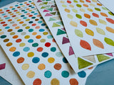 Watercolour practice sheets - repetitive shapes bundle - leaves circles, rectangles, triangles, diamonds/squares