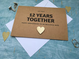 personalised custom 12th anniversary card, 12 years together for a wife husband, 12 year wedding anniversary card