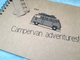 personalised gift for him, travel scrapbook album campervan adventures, gift for a vw camper van owner