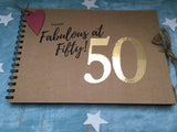 50th birthday gift for women, fabulous at fifty personalised scrapbook album, custom 50th memory book