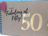 50th birthday gift for women, fabulous at fifty personalised scrapbook album, custom 50th memory book