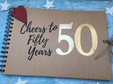 50th anniversary photo album, custom golden wedding scrapbook album, cheers to fifty years memory book
