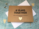 personalised custom 8th year wedding anniversary card anniversary gift card 8 years together for a wife husband