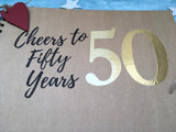50th anniversary photo album, custom golden wedding scrapbook album, cheers to fifty years memory book