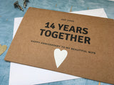 14th anniversary card, 14 years together established in 2007, 14th wedding anniversary card est 2007 year married in 2007