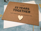 personalised custom 22nd anniversary card for wife, 22 years together, 22nd wedding anniversary card for husband, est 2001