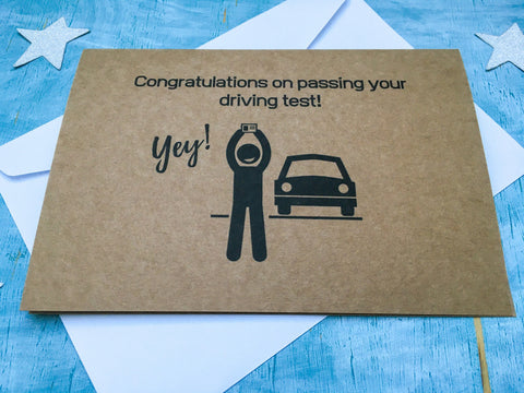 Eco friendly Congratulations on passing driving test card, driving test congratulations card recycled, passed driving test card