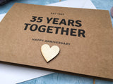 personalised 35 year wedding anniversary card, 35th anniversary card for husband, anniversary gift card 35 years together for wife est 1987