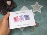 Custom 4th anniversary card 4 years down forever to go, 4 year wedding anniversary card for wife personalised with initials