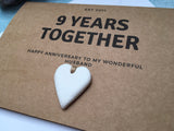 personalised custom 9th anniversary card, 9 years together clay wedding anniversary for a wife husband nine years married
