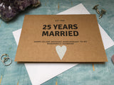 25th wedding anniversary card, 25 years married silver wedding anniversary card, est 1997 married in 1997 card