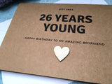 custom 26th birthday card, 26 years young, est 1996 26th birthday card for women, birthday card for adult daughter born in 1996