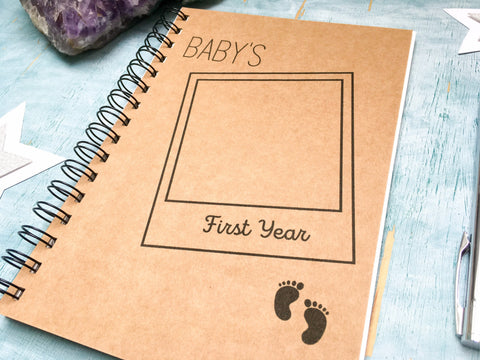 Baby’s first year journal, personalized baby journal, A4 or A5 custom baby scrapbook, pregnancy gift, baby shower gift, new baby gift