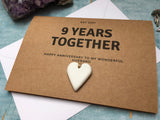 personalised custom 9th anniversary card, 9 years together clay wedding anniversary for a wife husband nine years married