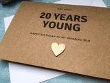 Personalised 20th birthday card, 20 years young est 2003 20th birthday card for women, birthday card for son born in 2003