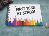 Personalized first year at school memory book, pencils art book first year at school scrapbook personalised custom A5 notebook birthday gift