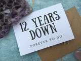 12 years down forever to go card twelve year anniversary card for husband, minimalistic white 12th wedding anniversary card for wife