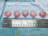 Set of five rose quartz hearts and white lace bags, pink crystal wedding favours, wedding party gifts, wedding reception bridesmaid gifts