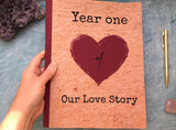 Year one of our love story printed journal scrapbook album - seconds sale