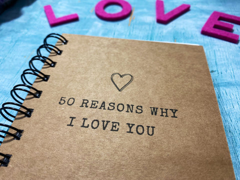 50 Reasons why I love you mini book of love notes, long distance first anniversary boyfriend gift 50 things I love about you 50th gift ideas