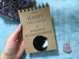 manifestation journal Having happy thoughts and Positive manifestations - clearance sale - a5 or a6 affirmation notebook meditation aid