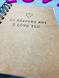 10 Reasons why I love you mini book, first anniversary gift idea, love notes, long distance boyfriend gift