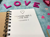 100 Reasons why I love you mini book of love, long distance first anniversary boyfriend valentines day gift idea things I love about you