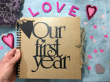 Our first year scrapbook 8 x 8 inches black pages, first year anniversary gift for boyfriend Valentine’s Day gift for girlfriend