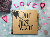 Our first year scrapbook 8 x 8 inches black pages, first year anniversary gift for boyfriend Valentine’s Day gift for girlfriend
