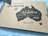 Our memories Australia scrapbook album personalised honeymoon memory book, Australia travel journal personalized photo album