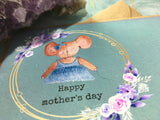 Handmade Mother’s Day card with cute stuffed toy mouse illustration, happy Mother’s Day you are amazing recycled kraft card, card for mum