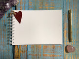 blank A5 white scrapbook with white pages and red heart tag for decorating 5 x 8 inches - seconds sale
