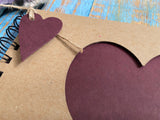 A5 kraft scrapbook with heart aperture and burgundy pages for decorating 5 x 8 inches - seconds sale