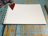 blank A5 white scrapbook with white pages and red heart tag for decorating 5 x 8 inches - seconds sale