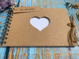 Our love story A5 kraft scrapbook with heart aperture and white pages for decorating 5 x 8 inches - seconds sale