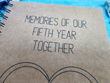 memories of our fifth year together scrapbook journal, five year anniversary gift for boyfriend 5th anniversary gift