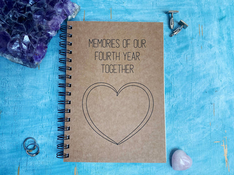memories of our fourth year together scrapbook journal, four year anniversary gift for boyfriend 4th anniversary gift