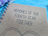 memories of our fourth year together scrapbook journal, four year anniversary gift for boyfriend 4th anniversary gift
