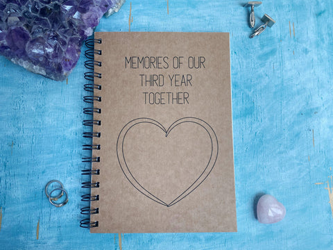 memories of our third year together scrapbook journal, three year anniversary gift for boyfriend 3rd anniversary gift