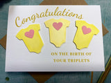 Personalised handmade new baby card, Congratulations on the birth of your new baby twins triplets daughter son grandson granddaughter