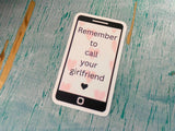 phone reminder stickers - remember to call your mum girlfriend boyfriend best friend sister, leaving for university going away long distance