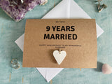 personalised custom 9th wedding anniversary card, 9 years married clay wedding anniversary for a wife husband nine years together