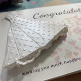 Luxury handmade personalised wedding congratulations card for the bride and groom