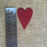 Recycled eco friendly die cut heart tags made from red black or brown kraft card and bakers twine