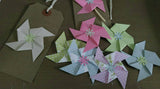 vintage music sheet (musical score paper) mini windmill (pinwheel) gift tag rustic wedding wish tree  luggage label Christmas tags
